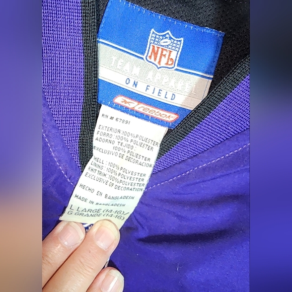 NFL EUC YOUTH  SIZE LARGE 14-16 BALTIMORE RAVEN LINED WINDBREAKER - Picture 6 of 9